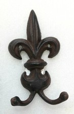 CROCHET DOUBLE FLEUR DE LYS PORTE MANTEAU EN FONTE
