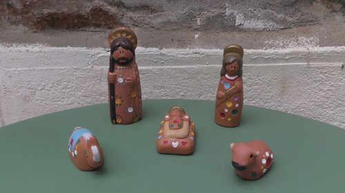 Crèche terre cuite peinte - cuite,
