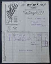Illustrated Invoice PARIS 1924 Corgié Pencils Pen Eraser Nibs Ink Billhead 153