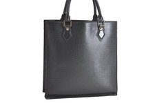 Authentic Louis Vuitton Epi Leather Sac Plat Hand Bag Black M52742 LV 2998N