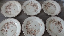 6 Assiettes plates porcelaine de Gien Terre de fer Modèle " Mai " . #66