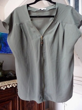 CHEMISIER COLLECTION été JACQUELINE RIU T.42 vert kaki - NEUF