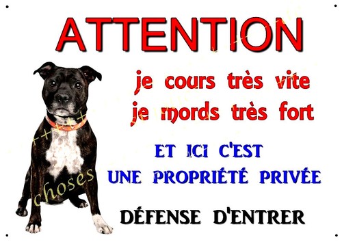 Plaque métal chien garde - de,