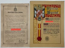 WHO SPAIN BLUE ARROWS DIPLOMA MED.VALOR MILITARY SILVER 1938 + CROSS RED