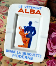 OLD ADVERTISING ASHTRAY "Le vêtement ALBA" Limoges porcelain circa 1930