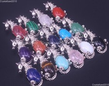 Collier pendentif chakra Reiki guérison en forme de cheval de mer en pierre p...