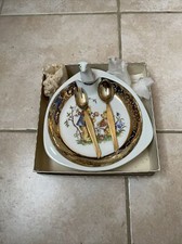 Ensemble Assiette Et Couverts Porcelaine Et Vermeille Enfant