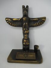 Antique British Columbia Canada Souvenir Metal Pen Holder With Totem