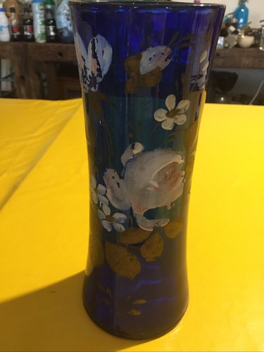 Vase verre bleu - verre,