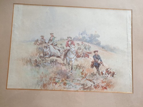 Aquarelle ancienne chasse - ancienne, a