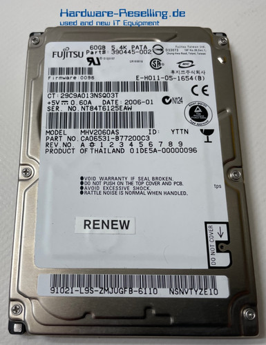 Fujitsu mhv2060as disque - hp,