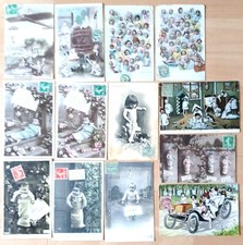 CPA x 13 * FANTAISIE bébé, enfant avion parachute tonneau animaux fleurs voiture