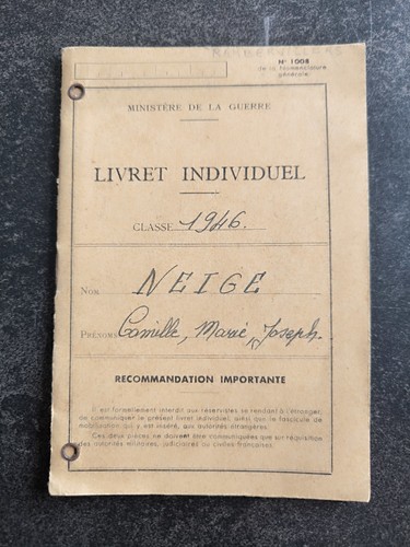 Livret militaire 1946 neige - militaire,