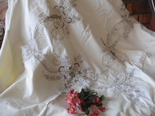 Ancienne nappe coton jaune - ancienne,