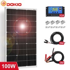 Dokio 100W Kit Panneau Solaire 12V - Jardin, Camping, Autonome