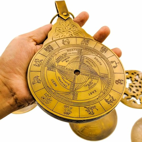 Vintage astrolabe laiton - en, 8"