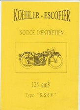 Notice entretient pour moto koehler escofier KS6V 125 cm3