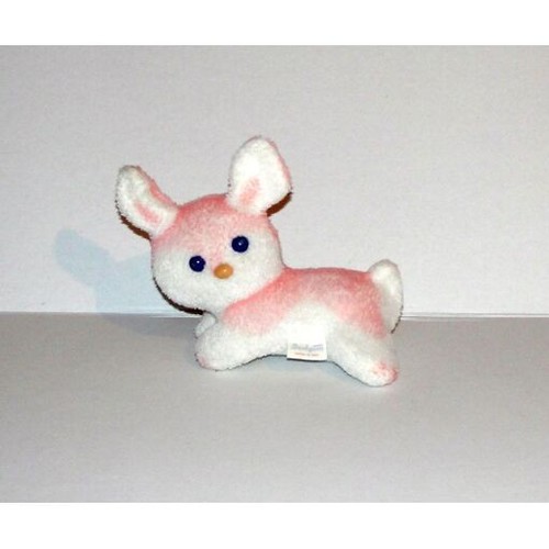 Peluche lapin rose blanc - peluche,