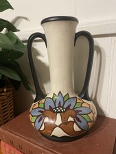 Vintage Art Deco Ditmar Urbach Alienware Double Handled Vase Czechoslovakia