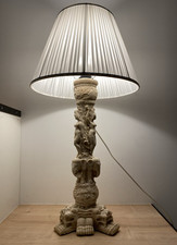 ✅Lampe Vintage Style Baroque en Résine avec Abat-jour Chic Blanc Classique 75cm