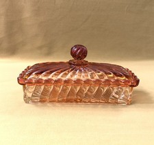 crystal brush holder box / brush holder signed Baccarat model BAMBOO PINK toilet