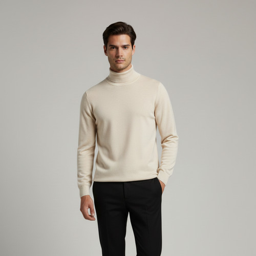 Pull homme uni col roulé - ,