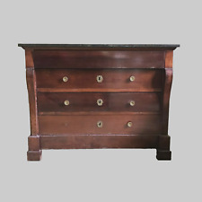 commode directoire en merisier formant secrétaire dessus marbre . XIX siècle.