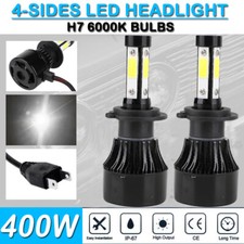 Kit 2 AMPOULE LED H7 VENTILE 200W 6000K ANTI ERREUR IP68 4 Faces