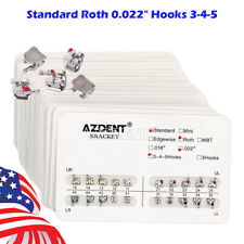 AZDENT Dental Orthodontic Brackets Braces Standard Roth.022 Hooks 3-4-5 FDA