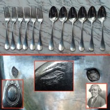 12 solid silver minerva cutlery with 3rd strange hallmark, nobility? 858 g
