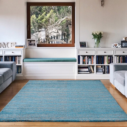 Tapis turquoise poils ras - turquoise,