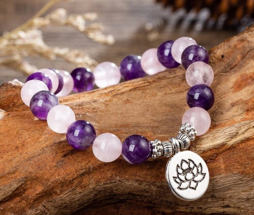 Bracelet perles quartz rose - perles,