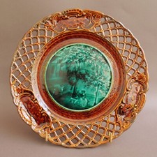 Openwork plate - ruble earthenware - shading enamel decor - 1839-59 - 1/2