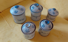 Ancien Série de 5 pots à épices  en grès , collection fait main