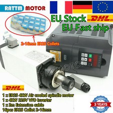 220V 4KW Square Air Cooling Spindle Motor VFD 18000 RPM ER25 CNC Milling Kit【FR】