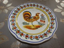 Assiette décorative COQ Signée au dos F6D3LQ (ou 4Q) CERAMIQUE EMAILLEE