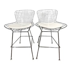 Set of Harry Bertoia Style MCM Design Chrome Wire Barstools