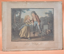 Gravures XIXème - Le Jeu du Ballon/Les Echasses - J.-B. Huet/T. Auvray/Bonnet