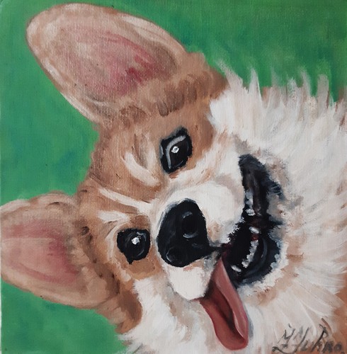 Peinture corgi art original - art,