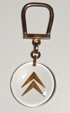 Citroen Round Gold Chevrons Bourbon Keychain 