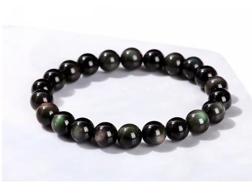 Bracelet perles obsidienne - bracelet,