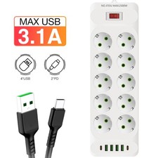 Multiprise 10 Prises EU 4 USB