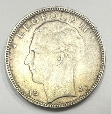 Pièce 20 Francs 1935 Belgique 🇧🇪 Léopold III Argent REF82316