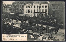 Old postcard Brussels / Brussels, the procession of the 75th anniversary of Belgian independence 