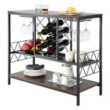 VEVOR Buffet de Bar Meuble de Bar Industriel avec Casier à Vin et Porte-verres