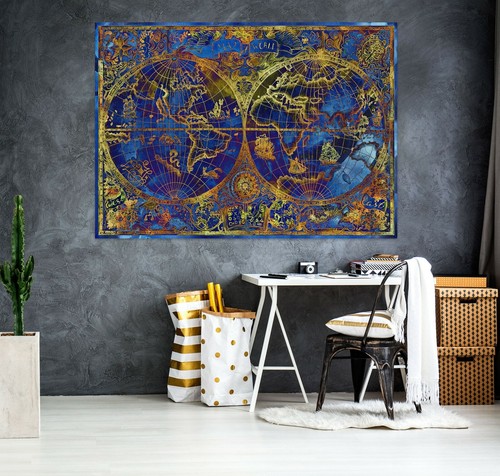 Motif bleu b472 carte du - bleu,