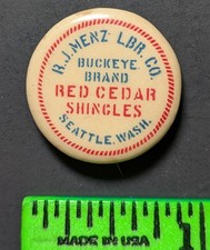 Vintage Buckeye Red Cedar Shingles Seattle Pinback Pin