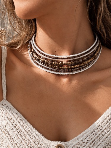 Collier multicouches bohème - ,