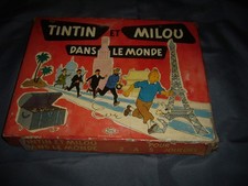 JEU ANCIEN 1 EDITION TINTIN ET MILOU DANS LE MONDE SOCIETE MONTBRISON 1969
