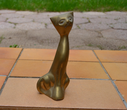 Bibelot chat assis bronze - chat,